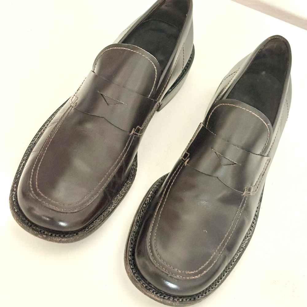 PRADA Brown Leather Loafers Size 7.5